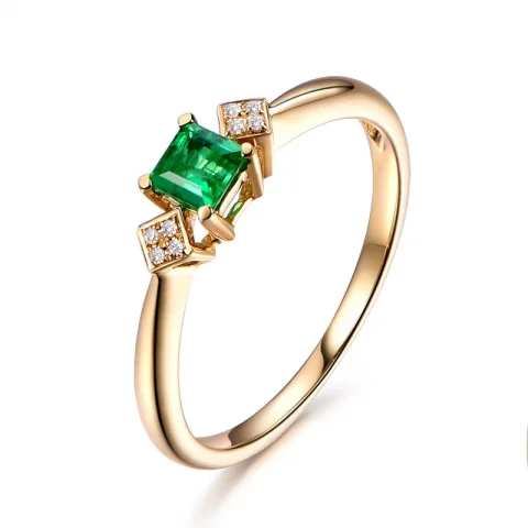 Joyería Fina, anillos de oro amarillo de 18 quilates para mujer, anillos de piedras preciosas de color verde esmeralda de lujo, regalo romántico para fiesta de compromiso de boda para niña