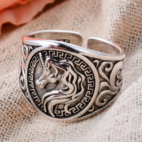 Anillos de plata tailandesa Retro para mujer, joyería Original, diseño de Animal de caballo, accesorios para regalos de navidad