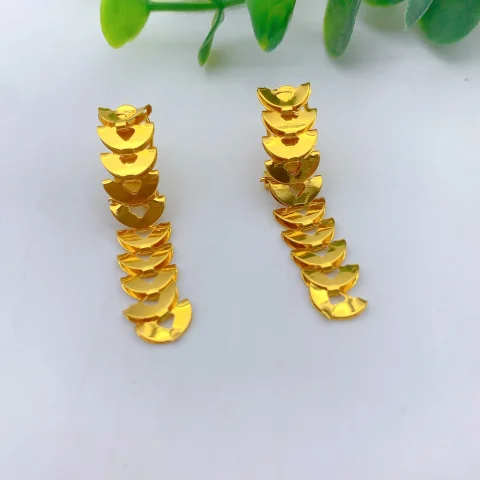 Conjuntos de joyería de Dubái para mujer, collares de cadena larga, pendientes, conjunto de tres piezas, Color dorado de 24 quilates, regalos de fiesta de boda eritrea 3
