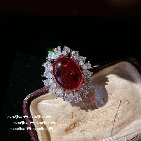 Conjunto de joyería de plata S925 para mujer, collar geométrico de rubí de laboratorio, pendientes, anillo, pulsera, joyería elegante para fiesta, joyería de boda 3