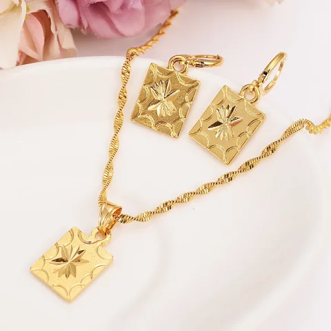 Joyería de Color dorado a la moda para mujer, conjunto de collar y pendientes, accesorios de fiesta, regalo de Dubai, India y África 3