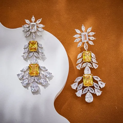 Joyería de plata de ley 925 pura para mujer, conjunto de joyería de boda con piedras preciosas grandes, pendientes de alta calidad, collar, joyería fina para fiesta 3