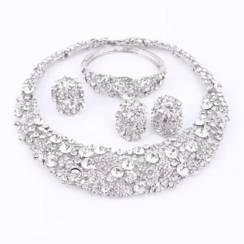 Conjuntos de joyas de cristal blanco para mujer, collar llamativo bohemio, collar de moda para fiesta, boda, venta directa