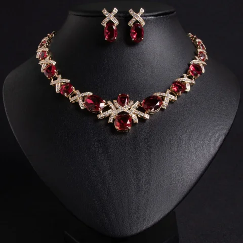 Conjunto de joyas, collar de alta gama, conjunto de circonitas, ropa de banquete lujosa, conjunto de collar, joyas para mujer 2