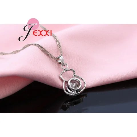 Nuevos conjuntos de joyería de Color plata 925, incluyen collar de diamantes de imitación, pendientes, monedero, accesorios de aniversario de boda, regalo 3