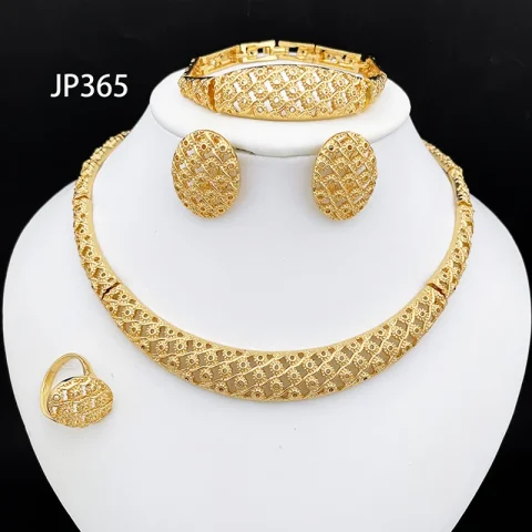 Conjunto de joyas de Dubái para mujer, collar, pendientes, pulsera y anillo, diseño de lujo, regalo de fiesta, calidad minimalista