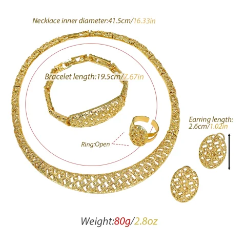 Conjunto de joyas de Dubái para mujer, collar, pendientes, pulsera y anillo, diseño de lujo, regalo de fiesta, calidad minimalista