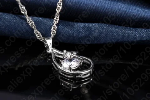 Juegos de joyería nupcial para boda para mujer, collar y pendientes, joyería de estilo romántico de Plata de Ley 925 para mujer como regalo 3