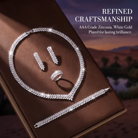Elegante conjunto de joyería de Dubái chapada en oro, adecuado para regalos de fiesta de mujer, joyería de 4 piezas para novia de boda de los Emiratos Árabes Unidos simple y elegante 4