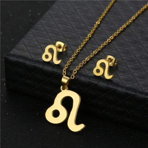 Conjuntos de joyería de acero inoxidable, capricórnio, Acuario, Piscis, Aries, Tauro, Géminis, cáncer, Leo, Virgo, Libra, Escorpio, Sagitario, collar, pendiente