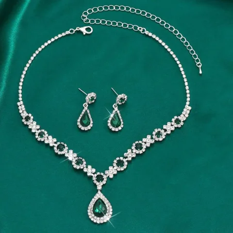 Conjunto de pendientes y collar de joyería de cristal a la moda, collar con colgante de gota de agua Premium, diseño Original de circón con incrustaciones