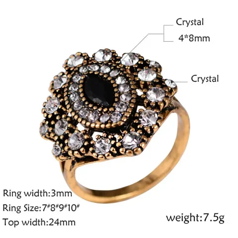 Joyme, nuevo aspecto Vintage, ojo de Color dorado, joyería turca para boda, pendiente de cristal, anillo, collar, conjuntos para mujer, bisutería para mujer 3