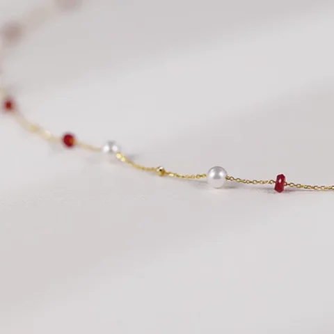 Joyería Fina, collar de perlas de agua dulce de rubí natural amarillo de 18 quilates, colgante, regalo de boda para mujer X2004