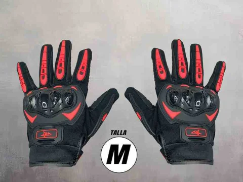 GUANTES LARGOS ROJO TALLA M NUDILLO DESIGN P/MOTO LH-04R- M 1