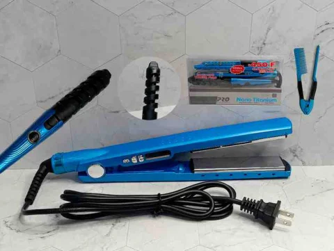 SET PLANCHA+RIZADOR+PEI NE NANO AZUL 3CM ANCHO W-074