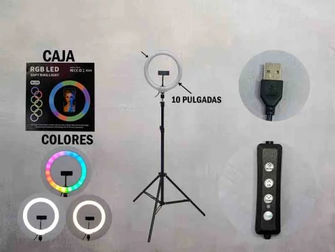 ARO DE LUZ RGB 10" MJ26 CON CONTROL PARAL 2.1MTS SM 1