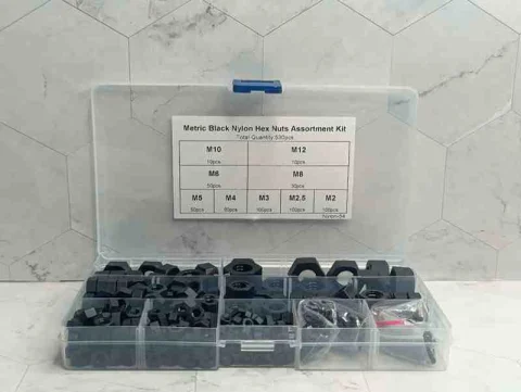 CAJA 530PCS TUERCAS NEGRAS ABS 9MED M2- M12 13218