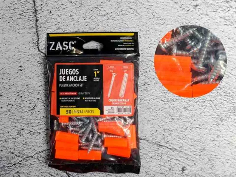 RAMPLUG C/TORNILLO ZACS 3/8" 50PCS Z- PWPSET-12X1-OG NARANJA 1