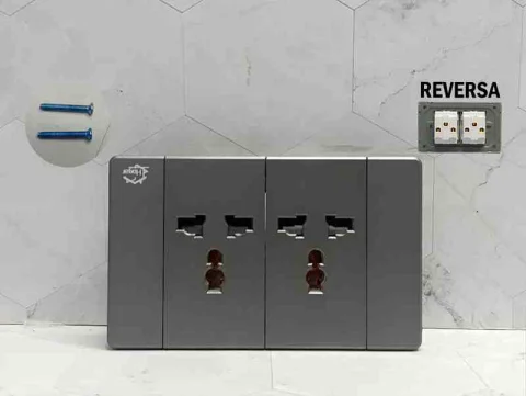 TOMA CORRIENTE DOBLE EUROPEO GRIS HL 118V-15-G