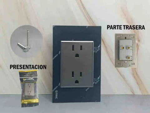 TOMA CORRIENTE TRIC DOBLE GRIS T-119FJ- 06BK