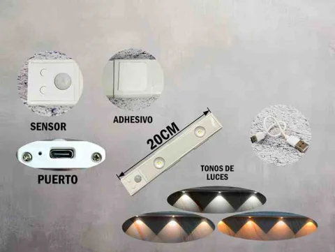 BARRA LED 20CM C/SENSOR DE MOVIMIENTO BLANCO 12757B