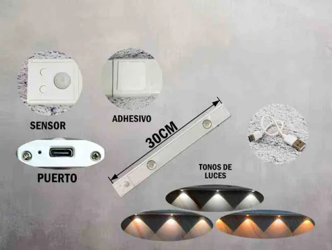 BARRA LED 30CM C/SENSOR DE MOVIMIENTO BLANCO 12758B