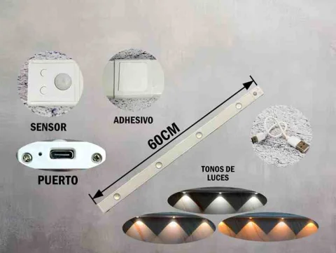 BARRA LED 60CM C/SENSOR DE MOVIMIENTO BLANCO 12760B