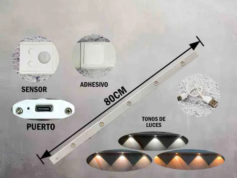 BARRA LED 80CM C/SENSOR DE MOVIMIENTO BLANCO 12761B