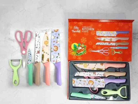 JUEGO 6PCS CUCHILLOS CORRUGATED KITCHEN KNIFE NAVIDAD 12026 1