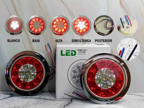 PAR STOP 12V DOBLE BD-CROM-PLAST REDO 16L ROJO-BLANCO 14CM 12282RBL