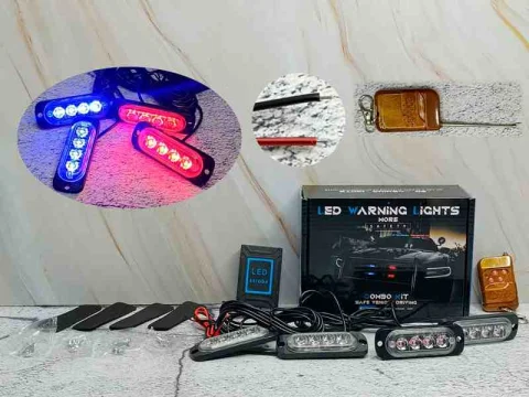 STROBO LED 4X4LED PLANO ROJO-AZUL C/CONTROL 10151