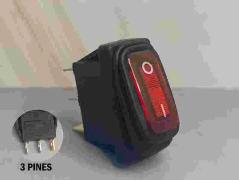 INTERRUPTOR RECTANG 2PASES ROJO IMPERM 3PINES CQC 250V 15A 12588R 1