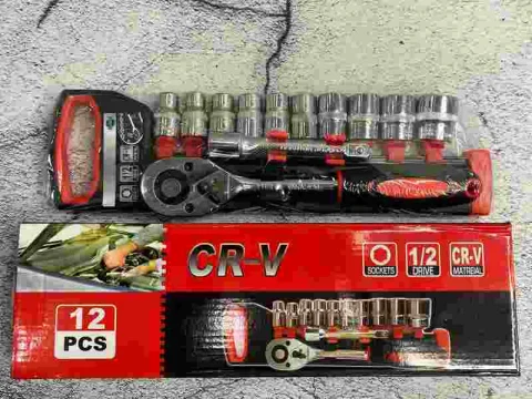 JUEGO 12PCS 1/2" DADOS CON RACHE CR- V 8-24MM 11384 1