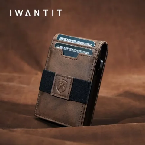 Billetera Cartera Tarjetero de Lujo para Caballero 3 en 1 Marca iwantit / Modelo iwV1 / Marron