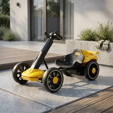 CARRO ELECTRICO KARTING AMARILLO CON CONTROL 6V 4AMP