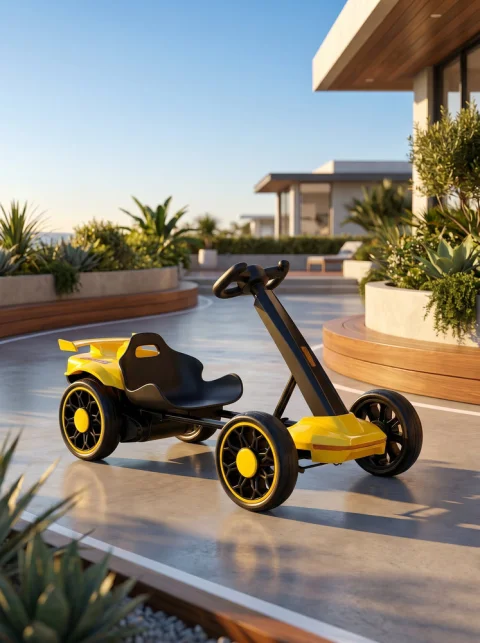 CARRO ELECTRICO KARTING AMARILLO CON CONTROL 6V 4AMP