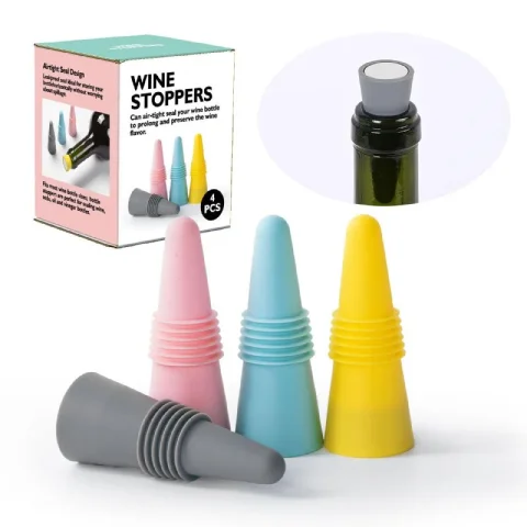 JUEGO DE TAPONES PARA BOTELLAS SILICON PACK X4 1