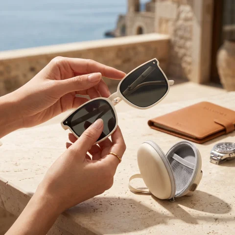 LENTE DE SOL BLANCO PLEGABLE CON ESTUCHE