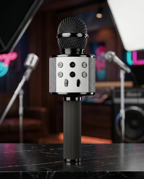 MICROFONO CORNETA KARAOKE NEGRO
