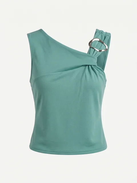 Blusa de dama sin manga color verde turqueza
