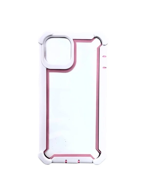 Case 360 Doble Capa Blanco con Borde Rosa IPhone 11