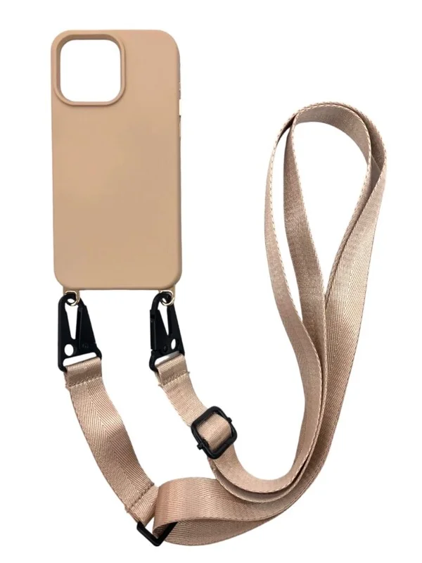 Forro De Silicona Marrón Claro Con Colgante iPhone 12/12 Pro