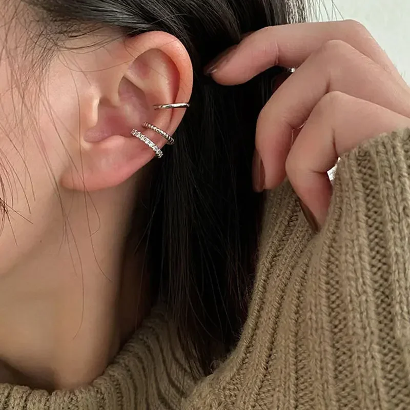 LATS Clips pendientes para mujer Unisex minimalista moda cartílago aro pendientes conjunto oreja manguito falso Piercing Clip en la oreja joyería