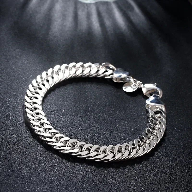 Pulsera fina de Plata de Ley 925 con cadena bonita y Noble para mujer y hombre, dijes, regalo de fiesta, joyería de moda para boda, modelo novedoso
