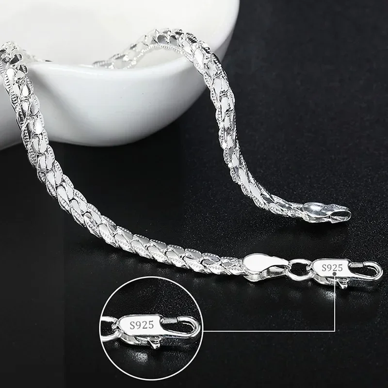Pulsera fina de Plata de Ley 925 con cadena bonita y Noble para mujer y hombre, dijes, regalo de fiesta, joyería de moda para boda, modelo novedoso