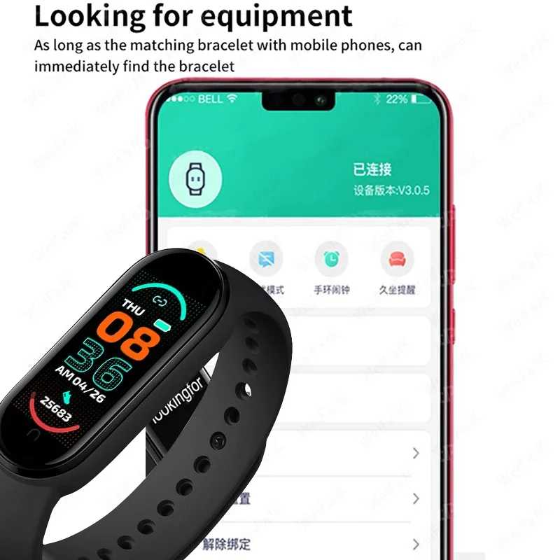 Reloj inteligente M6 para hombre y mujer, pulsera deportiva con Monitor de frecuencia cardíaca y presión arterial, resistente al agua, multifunción