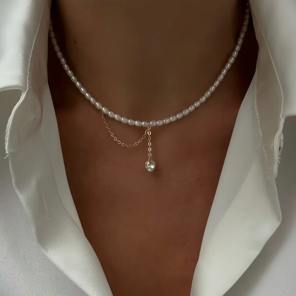 Collar de perlas minimalista para mujer, nuevo estilo, borla de sensación de lujo, tono frío, Feng Shui, Xiaomi, cadena de Collar francés