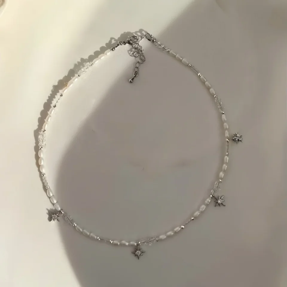 Collar de perlas minimalista para mujer, nuevo estilo, borla de sensación de lujo, tono frío, Feng Shui, Xiaomi, cadena de Collar francés