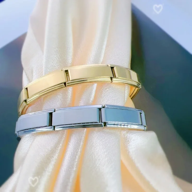 Pulsera elástica funcional de moda 2025, eslabones de abalorios italianos a granel modulares, pulsera apta, joyería de acero inoxidable al por mayor