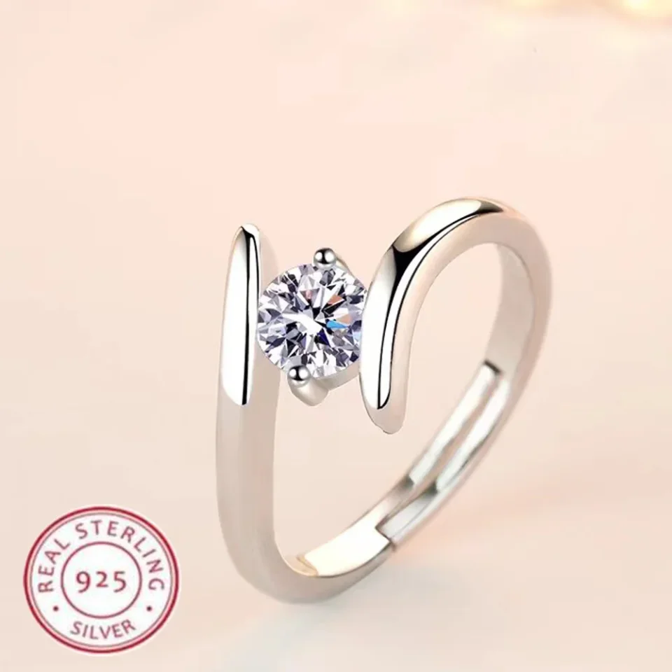 Anillo de Plata de Ley 925 con circonita Simple y generosa, anillos de lujo de alta calidad para mujer, accesorios de joyería fina para boda, regalo de fiesta
